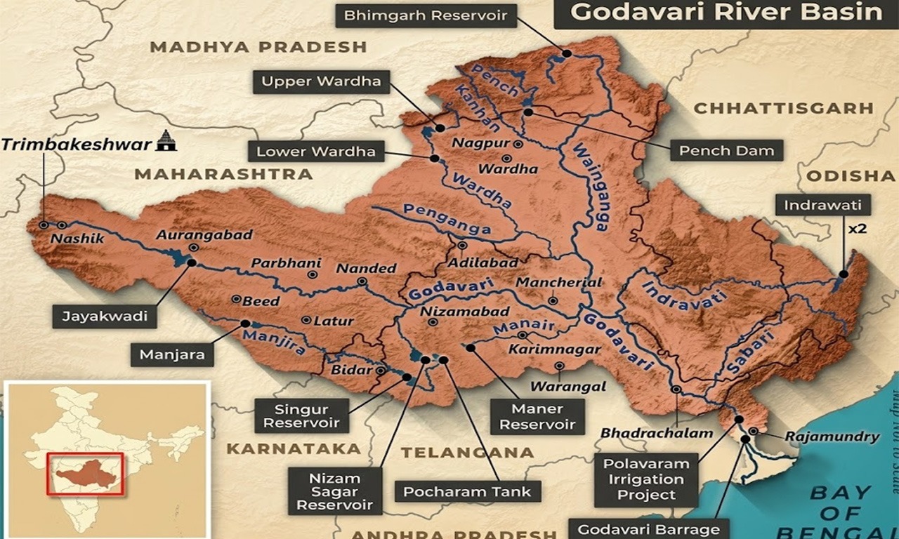 Godavari River System Map