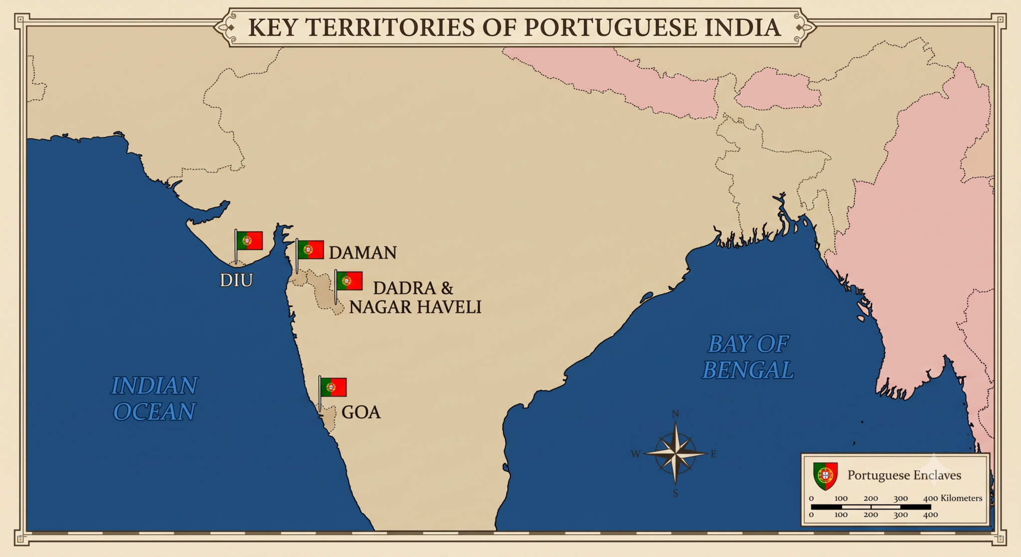 Portuguese in India Map
